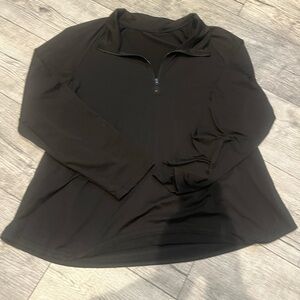 Shein Curve 3XL Plain Solid Collared Black Quarter-Zip Pullover Womens